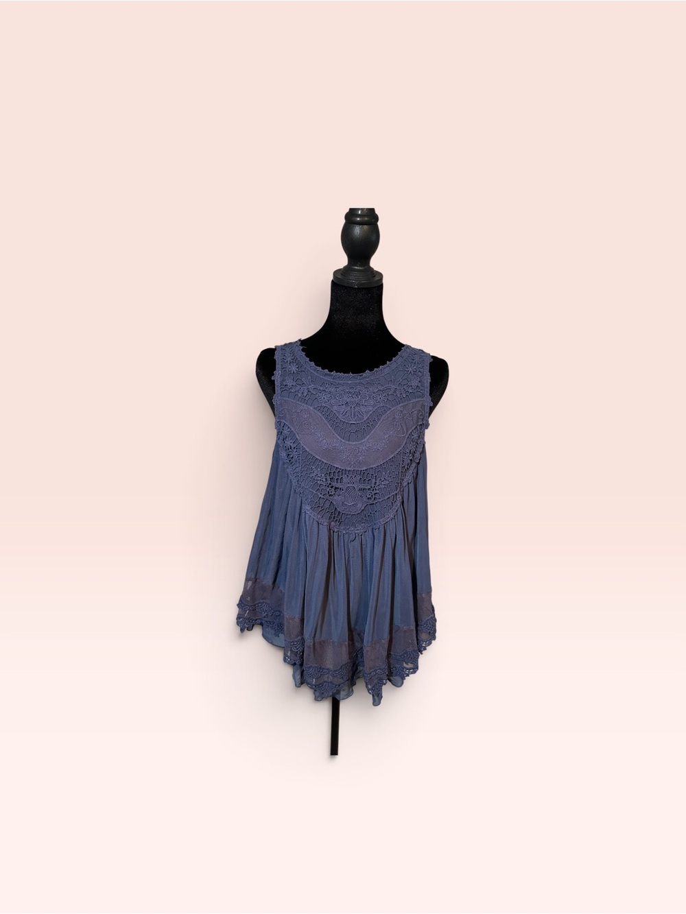 Altar'd State Blue Lace Trim Flowy Tank